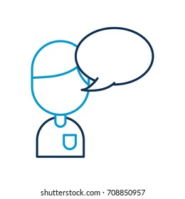 young boy cartoon with bubble speech communication