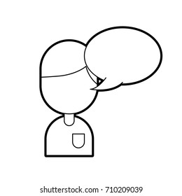 young boy cartoon with bubble speech communication