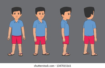 Young Boy Cartoon Character Turnaround