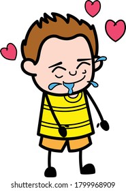 Young Boy Cartoon Drooling In Love Character Design Illustration