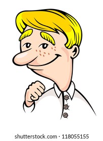 Young boy in cartoon style. Vector illustration