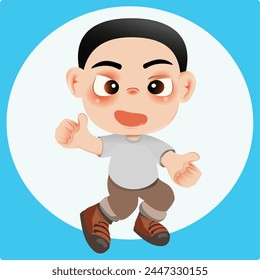 Young boy character with different facial expression 