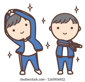 Young boy character. She wears sports jersey and do exercise and fitness. This can use for advertising, poster and decorate your blog or website.