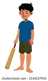 Young boy with cricket bat, Little boy vector, School kid