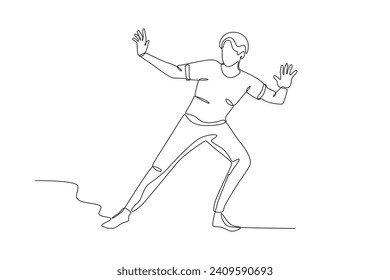 A young boy dancing to hip-hop. Dancing one-line drawing