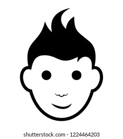 
Young boy denoting kid avatar line icon 
