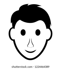 
Young boy denoting kid avatar line icon 
