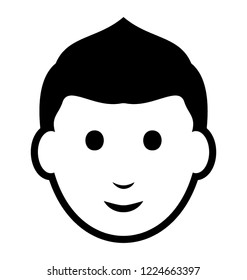 
Young boy denoting kid avatar line icon 

