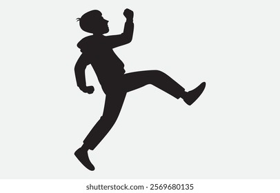 A Young boy Doing High Kick Silhouette Illustration vector art
