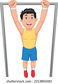 Young Boy Doing Pull Up Exercise