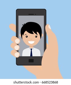 Menino fazendo uma selfie com smartphone