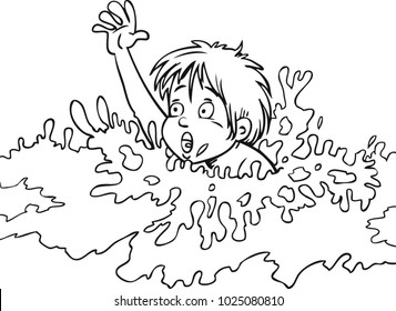 young boy drowning in water