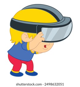 Young boy experiencing virtual reality using a vr headset, exploring a digital world