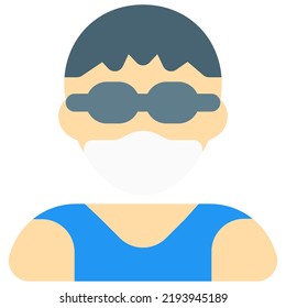 Young boy in eyeglasses wearing mask
