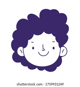 niño joven cara dibujos animados icono aislado sobre ilustración vectorial de fondo blanco