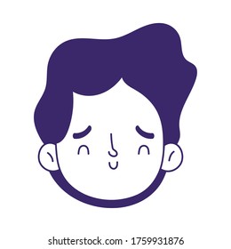 young boy face cartoon isolated icon on white background vector illustration