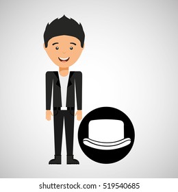 young boy fathers day celebration hat gift vector illustration eps 10