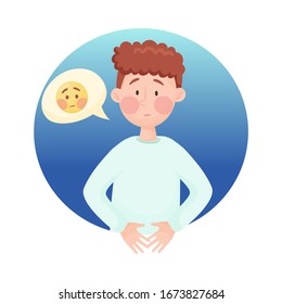 Joven sintiendo emoción aislada en la ilustración de vectores de fondo blanco. Concepto de cara vaciada