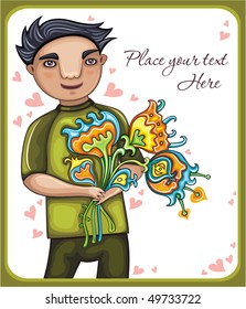 Junge Junge mit Blumen