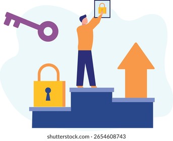 A young boy focuses intently on his smartphone, carefully setting a PIN lock to secure his device, tapping each digit thoughtfully, ensuring privacy and protection of personal data.