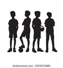 Young Boy and Girl Silhouette Vector eps