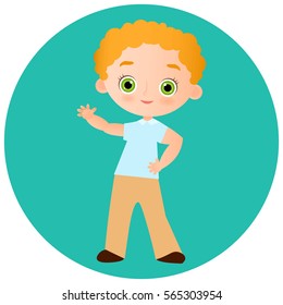 Young Boy with glasses. Vector illustration eps 10 isolated on white background. Flat cartoon style