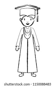 young boy graduate character