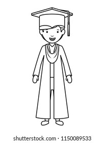 young boy graduate character