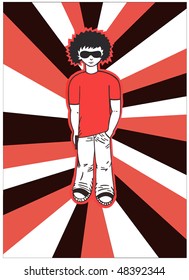 Young boy with gun into hand.