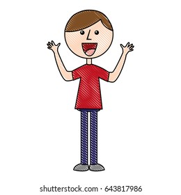 young boy with hands up avatar character