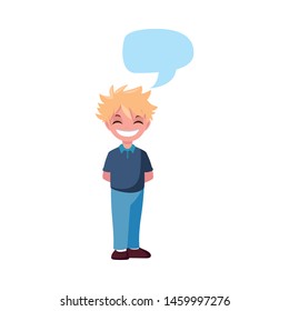 young boy happy character standing