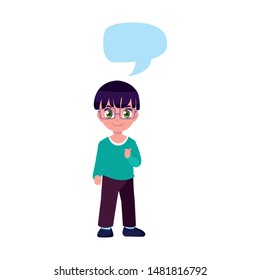 young boy happy character standing