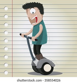 a young boy having fun with his new two-wheeled scooter