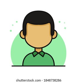 Young Boy Head Avatar Icon Filled Line Style. Men Bald Profile Symbol Sticker. Male Employee Member Person Avatar Logo Vector. People Cartoon Character User Profile
