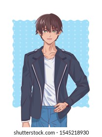 young boy hentai style character vector illustration design