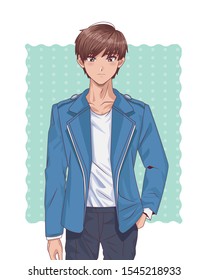 young boy hentai style character vector illustration design