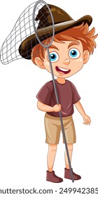 Young boy holding a butterfly net