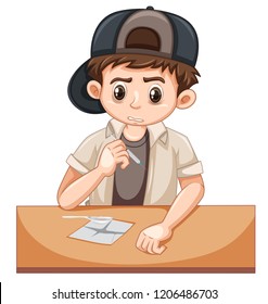 Young Boy injecting drugs  illustration