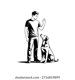 Young Boy Interacting with His Pet Dog