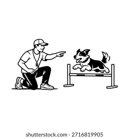 Joven interactuando con su perro mascota