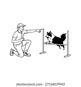 Joven interactuando con su perro mascota