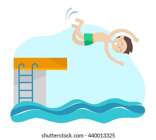 Young Boy Jumping Into Water Heights Stock Vector (Royalty Free) 440013325
