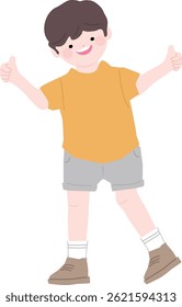 Young boy kid character standing vector illustration