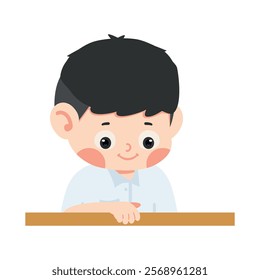 Young Boy Leaning on a Table cartoon