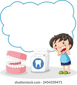 Young boy learning about teeth and dental care.