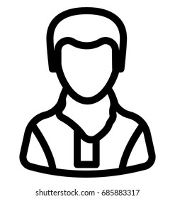 
Young Boy Line Vector Icon 
