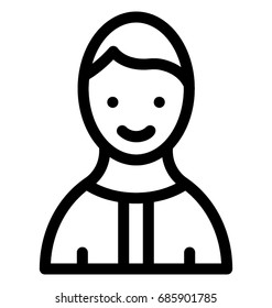 Young Boy Line Vector Icon 
