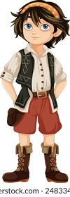 Young boy in medieval-themed clothing, ready for adventure