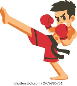 Young Boy Muay Thai Kick Boxer