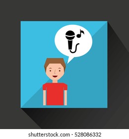 young boy music concept microphone note vector illustration eps 10